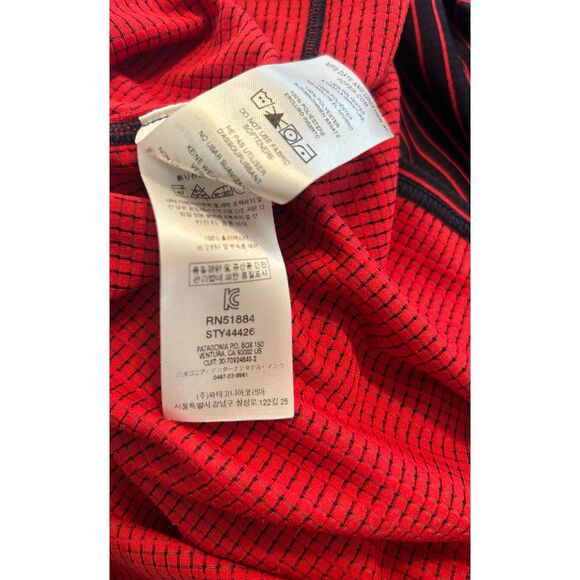 Patagonia Capilene Baselayer Shirt Striped M Lightweight Long Red Navy Outdoor - Picture 2 of 7